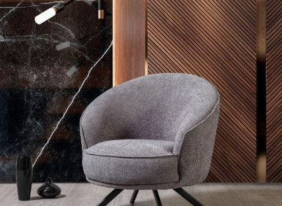 Modern gray armchair, stainless steel feet, fabric armchair, polyester single-seater